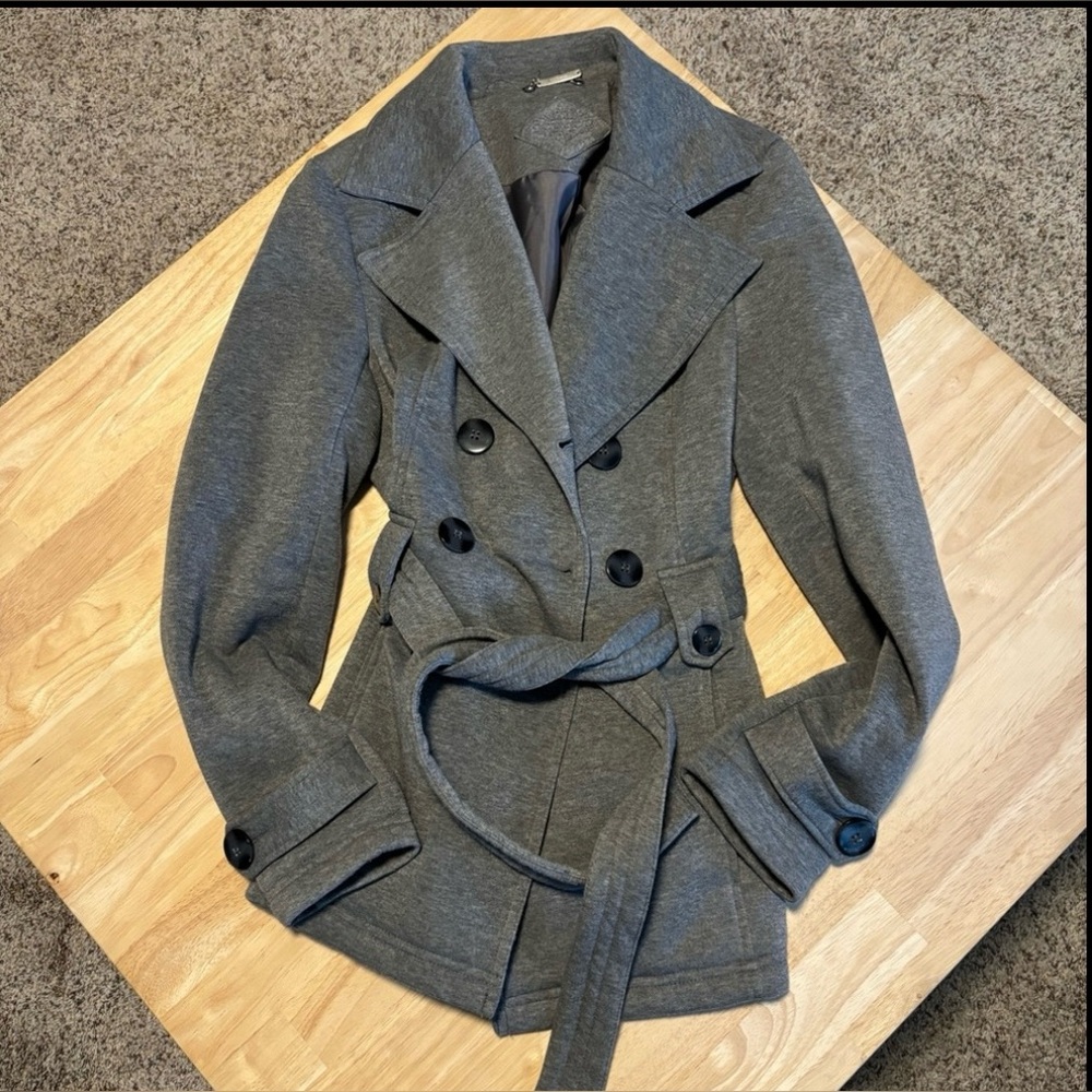 Jou Jou Women's Gray Double-Breasted Coat